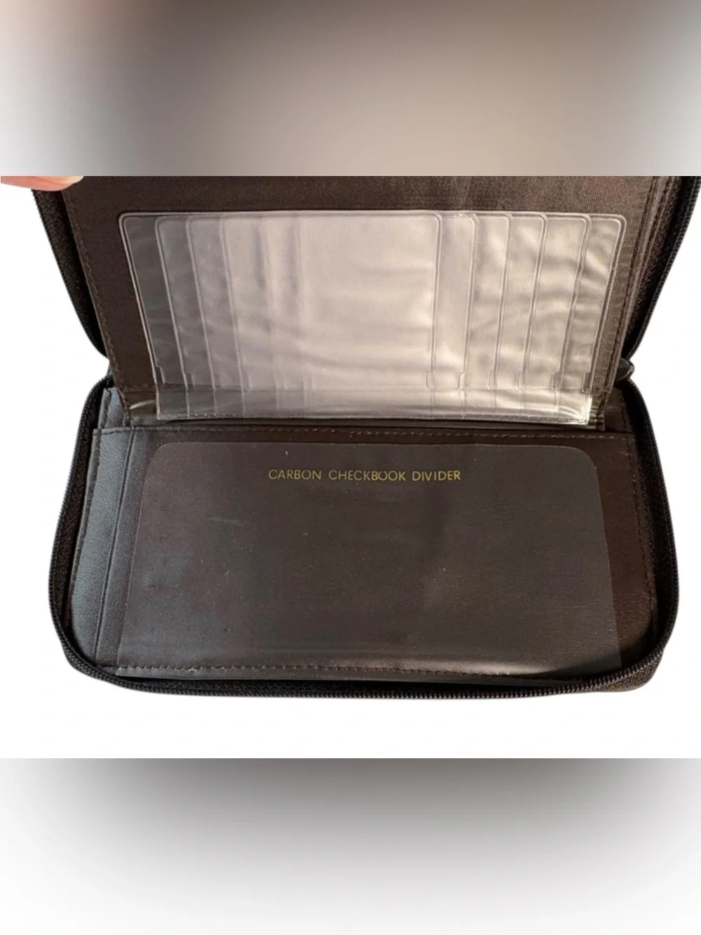 Vintage Brown Leather Zip-Around Checkbook Wallet Organizer